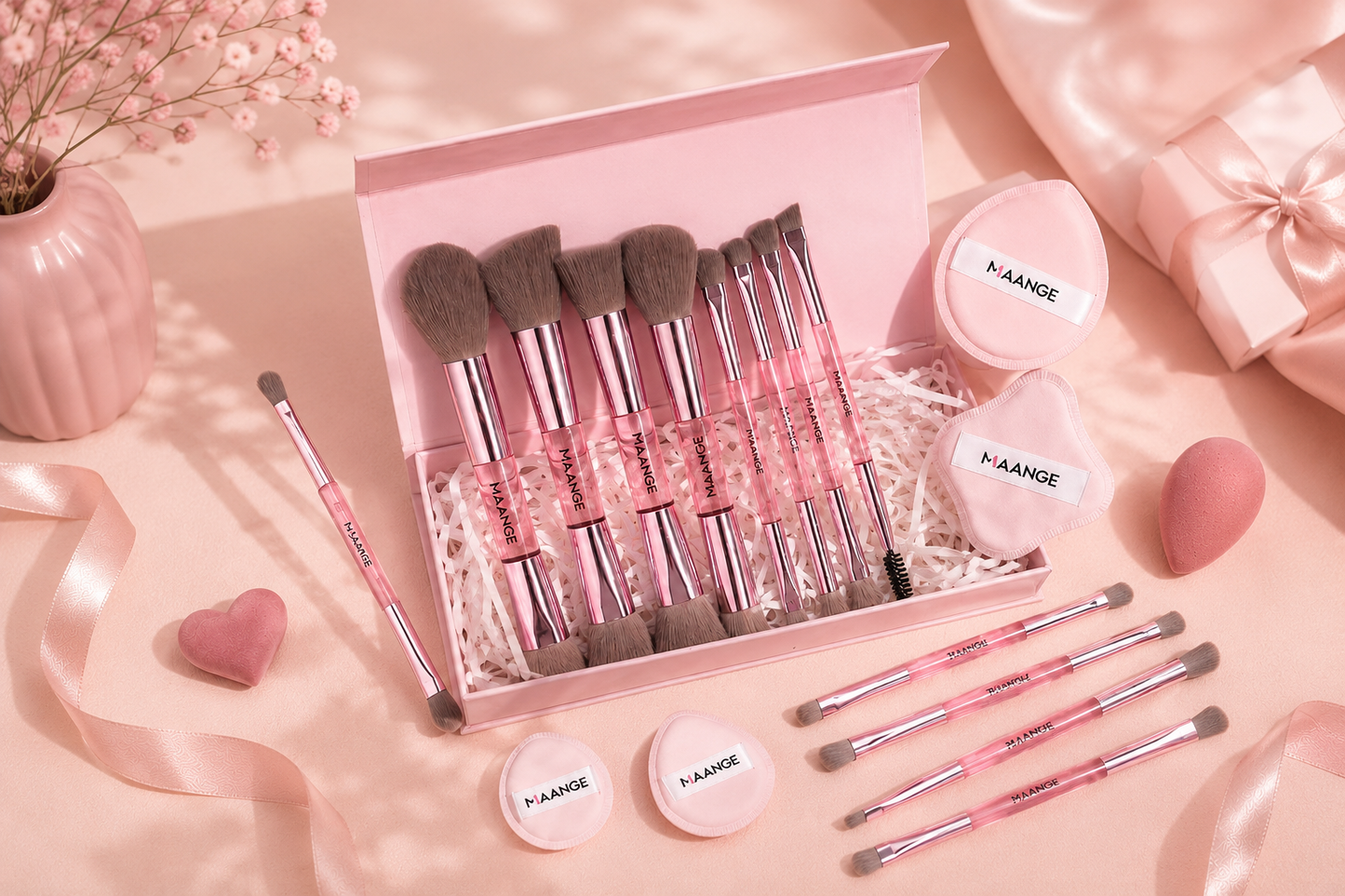 MAANGE Pink Makeup Brush Set
